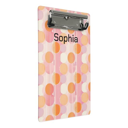 Personalisierter 2025-Planer mit weichen Pastellfa Mini Klemmbrett (Schrägansicht)