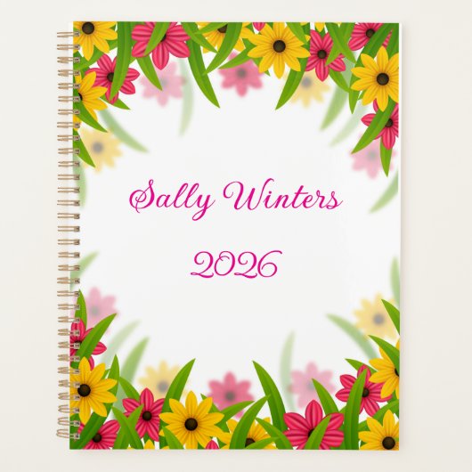 Personalisierter 2026 Floral Planner Planer (Vorderseite)
