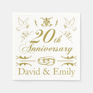 Personalisierter 20. Hochzeitstag Serviette