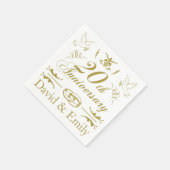 Personalisierter 20. Hochzeitstag Serviette (Ecke)