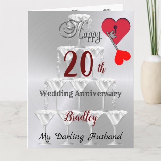 Personalisierter 20. Wedding Anniversary Card Ehem Karte (Vorderseite)