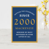 Personalisierter 21. Geburtstag 2000 Blue Gold Chi Karte (Gelbe Blume)