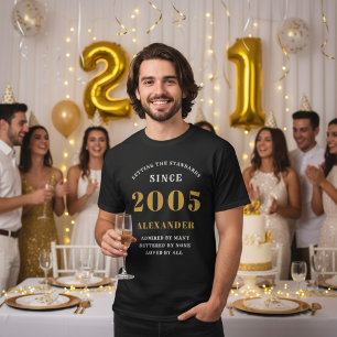 Personalisierter 21. Geburtstag 2005 Name Schwarz T-Shirt