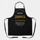Personalisierter 21. Geburtstag 2005 Schwarz & Gol Schürze (Vorderseite)