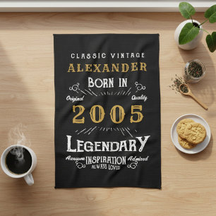 Personalisierter 21. Geburtstag 2005 Vintage Legen Geschirrtuch