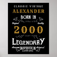 Personalisierter 21. Geburtstag Geboren 2000 Vinta
