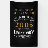 Personalisierter 21. Geburtstag Geboren 2005 Retro Banner (Vertikal)