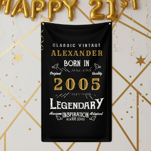 Personalisierter 21. Geburtstag Geboren 2005 Retro Banner