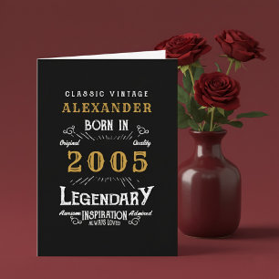 Personalisierter 21. Geburtstag Geboren 2005 Vinta Karte