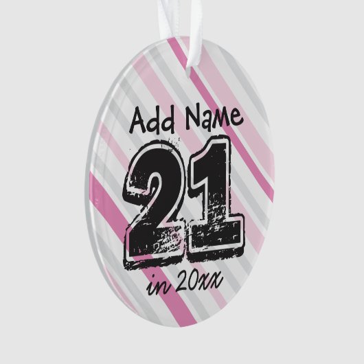 Personalisierter 21. Geburtstag Rosa Ornament (Vorderseite)