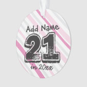 Personalisierter 21. Geburtstag Rosa Ornament (Vorderseite)