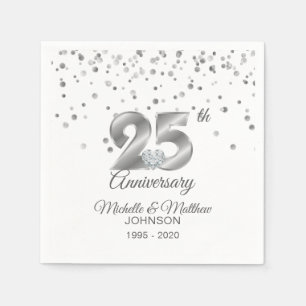 Personalisierter 25. Geburtstag der Silberhochzeit Serviette