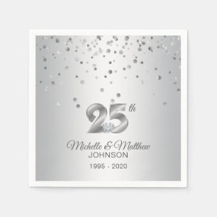 Personalisierter 25. Geburtstag der Silberhochzeit Serviette