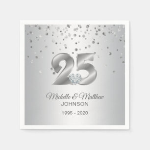 Personalisierter 25. Geburtstag der Silberhochzeit Serviette
