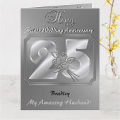 Personalisierter 25. Hochzeitstag Kartenhusband Karte (Gelbe Blume)
