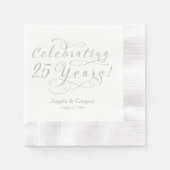 Personalisierter 25. Hochzeitstag Silber White Serviette (Vorderseite)
