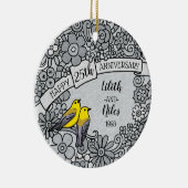 Personalisierter 25. Jahrestag, silberne Keramik Ornament (Rechts)