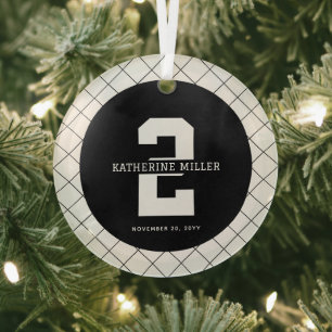 Personalisierter 2. Geburtstag Modern und Elegant Ornament Aus Glas