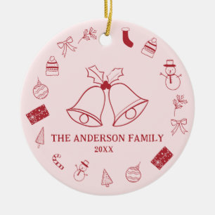 Personalisierter 2-seitiger Weihnachts-Foto-Minima Keramik Ornament