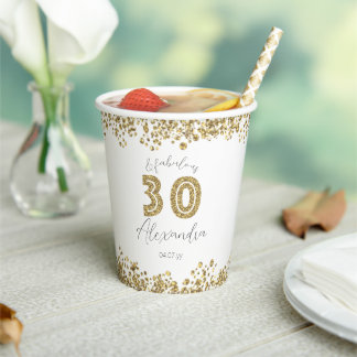 Personalisierter "30 and Fabulous" Gold Glitzer Pappbecher