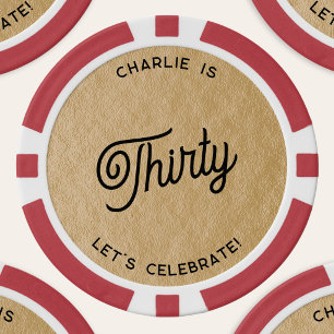 Personalisierter 30. Dreißigster Geburtstag Gold Pokerchips