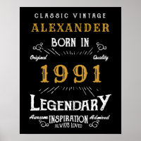Personalisierter 30. Geburtstag Geboren 1991 Vinta