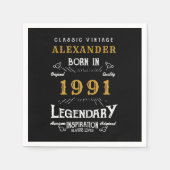 Personalisierter 30. Geburtstag Geboren 1991 Vinta Serviette (Vorderseite)