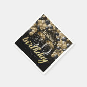 Personalisierter 30. Geburtstag Schwarzer Goldball Serviette (Ecke)