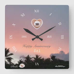 Personalisierter 30. Hochzeitstag - Perlenhochzeit Quadratische Wanduhr