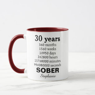 Personalisierter 30 Jahre nüchterner Becher Genesu Tasse
