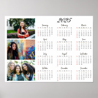 Personalisierter 3-Foto-Collage-Familienkalender 2 Poster