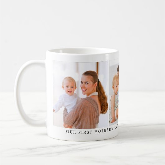 Personalisierter 3-Foto-Erster-Muttertag Kaffeetasse (Links)