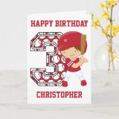 Personalisierter 3. Geburtstag Baseball Batter Red Karte (Gelbe Blume)