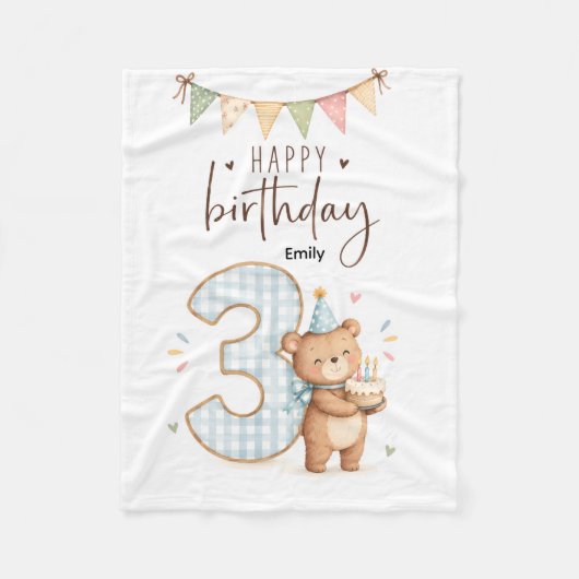 Personalisierter 3. Geburtstag Fleecedecke (Vorderseite)