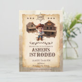 Personalisierter 3D Cowboy zum Geburtstag herunter Einladung (Stehend Vorderseite)