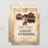 Personalisierter 3D Cowboy zum Geburtstag herunter Einladung (Vorne/Hinten)