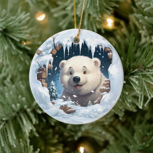 Personalisierter 3D Eisbär Keramik Ornament (Baum)