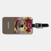 Personalisierter 3D-Happy Shiba Inu mit rotem Hut Gepäckanhänger (Vorderseite horizontal)