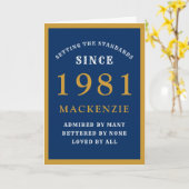 Personalisierter 40. Geburtstag 1981 Blue Gold Chi Karte (Gelbe Blume)