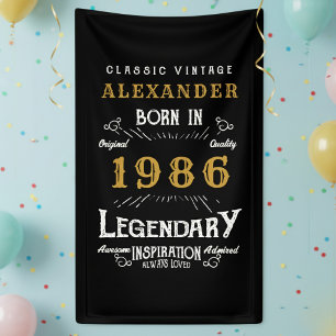 Personalisierter 40. Geburtstag 1986 Vintage Legen Banner