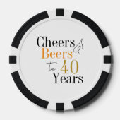 Personalisierter 40. Geburtstag Cheers Beers Pokerchips (Vorderseite)