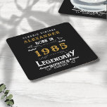 Personalisierter 40. Geburtstag Geboren 1985 Vinta Rechteckiger Pappuntersetzer<br><div class="desc">Ein personalisiertes klassisches Papier Untersetzer Design für diese Geburtstagsfeier für jemanden, der 1985 geboren und 40 Jahre alt wurde. Fügen Sie den Namen zu diesem Vintagen Retrostil Schwarz, Weiß und Gold für ein individuelles 40. Geburtstagsgeschenk hinzu. Bearbeiten Sie den Namen und das Jahr einfach mit der Vorlage. Ein wunderbares, individuelles,...</div>