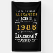 Personalisierter 40. Geburtstag Geboren 1986 Retro Banner (Vertikal)