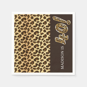 Personalisierter 40. Geburtstag Leopard Foil Ballo Serviette
