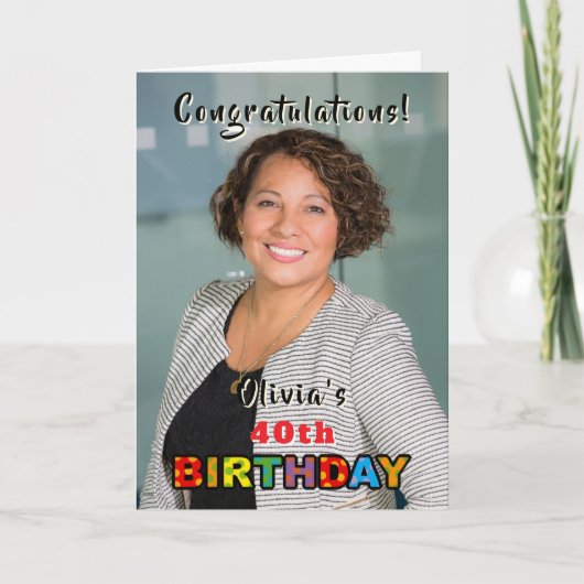Personalisierter 40. Geburtstag mit Foto Karte (Vorderseite)
