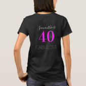 Personalisierter 40. Geburtstag Neon Pink Black T-Shirt (Rückseite)