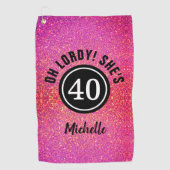 Personalisierter 40. Geburtstag Rosa Glitzer Chic Golfhandtuch (Vorderseite)