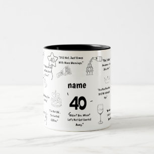 Personalisierter 40. Geburtstagsbecher Zweifarbige Tasse