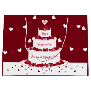 Personalisierter 40. Ruby Hochzeitstorte Große Geschenktüte