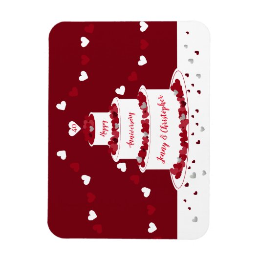 Personalisierter 40. Ruby Wedding Anniversary Cake Magnet (Vertikal)